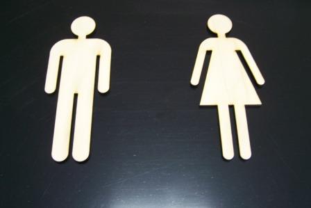 Toiletpicto man-vrouw uit hout