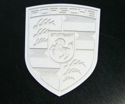 Porsche logo in aluminium