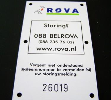 coderingsplaat ROVA tbv containers